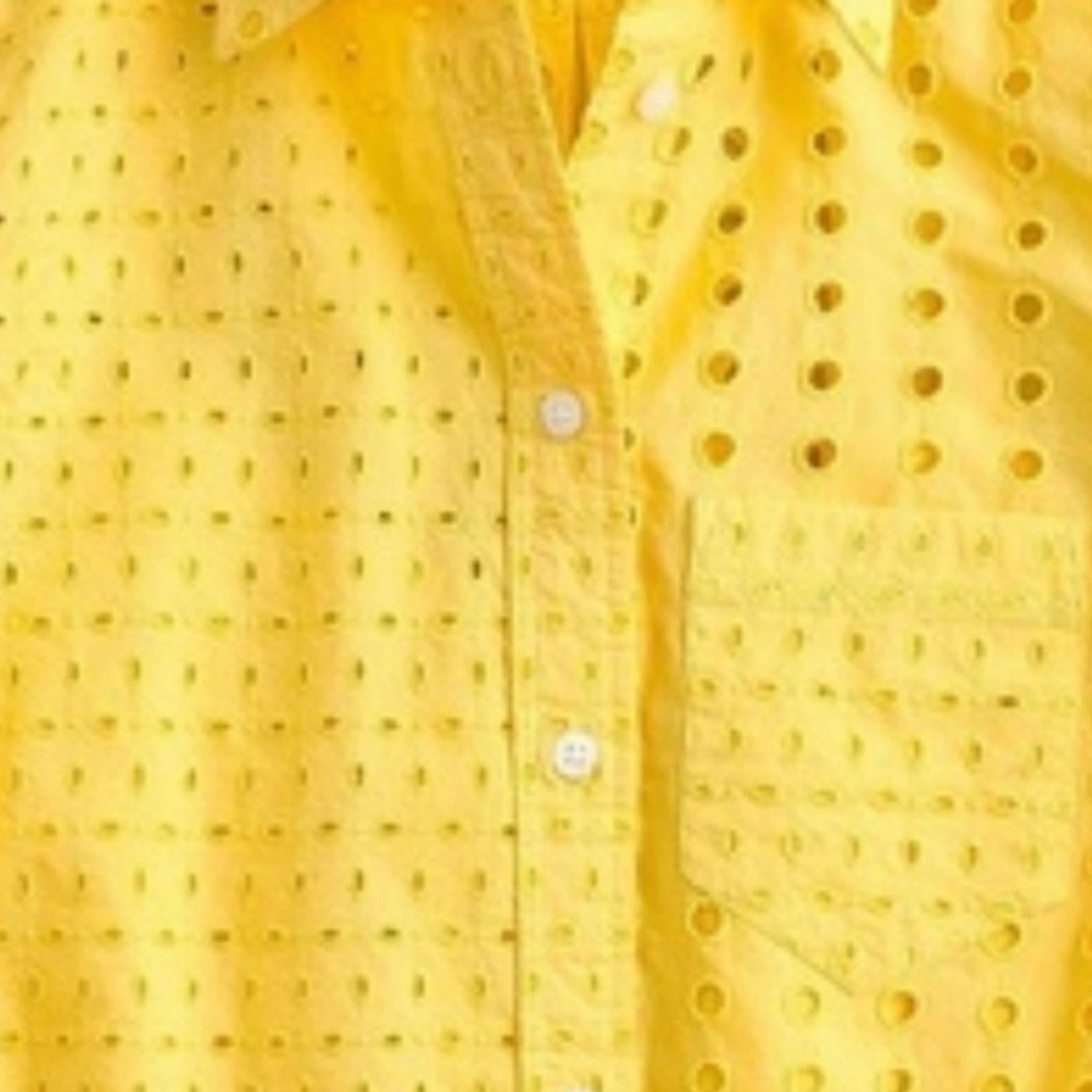 J.Crew eyelet, yellow button up cotton blouse - Picture 3 of 14